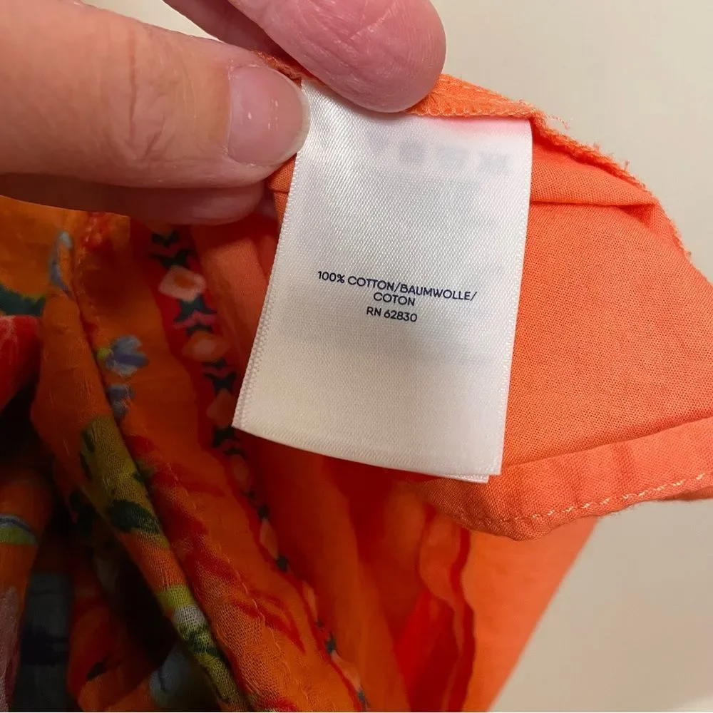 Lands End Tropical Sundress Floral Midi Lined Sleeveless Orange Green Small 6-8 - Picture 9 of 11